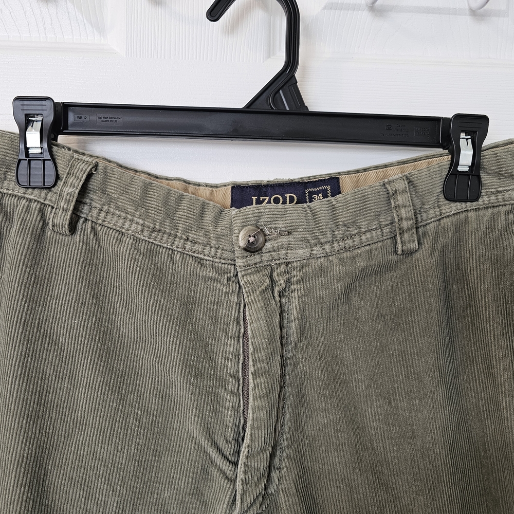 Izod Men's Corduroy Pants in Olive - Picture 2 of 11